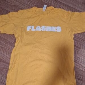 Yellow T-Shirt with White 'Flashes' Print